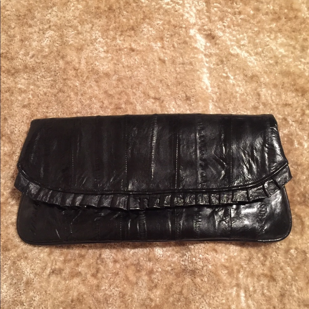 Vintage Clutch, Black Eel Skin